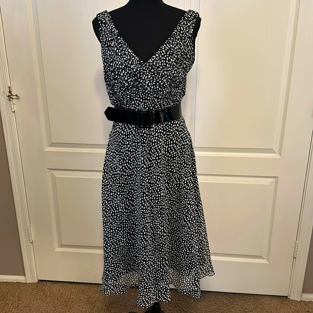 Adrianna Papell. Black& White Polka Dot. Size 12